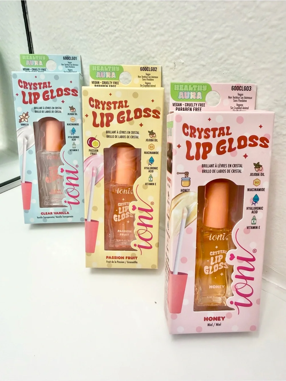 3 Pack Set ioni Crystal Lip Gloss